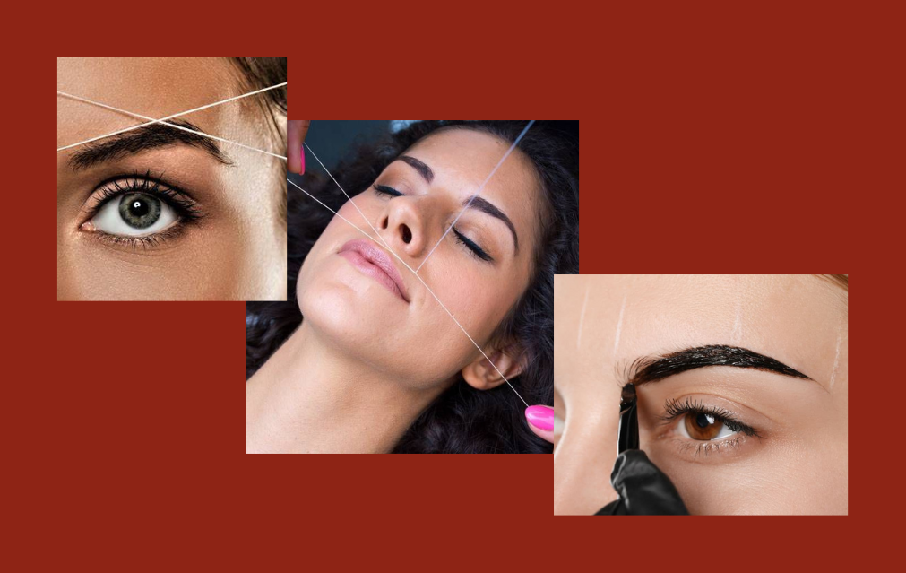 Face Threading with Eyebrow Tinting